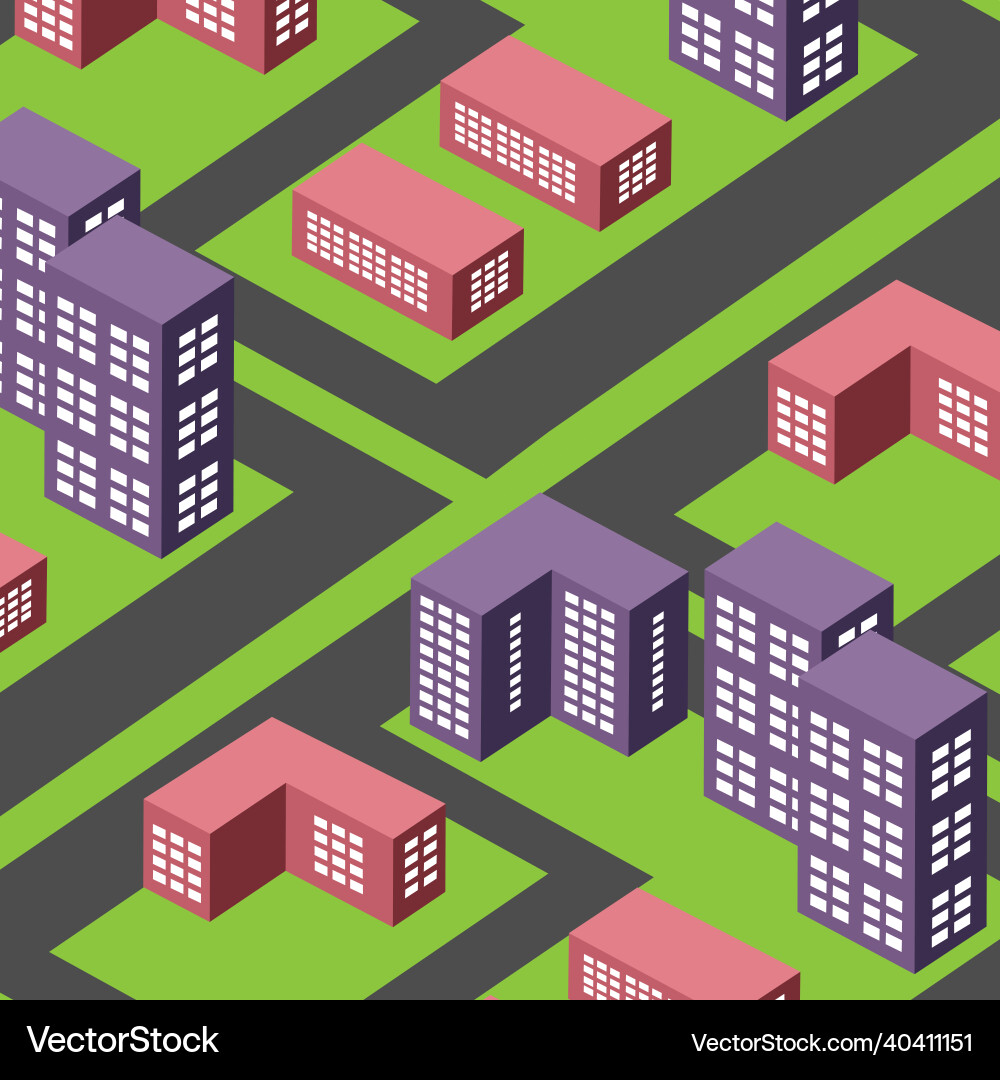 Isometric urban architecture block building vector image