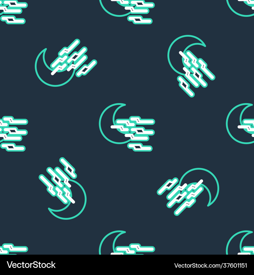 Line fog and moon icon isolated seamless pattern Line fog and moon icon isolated seamless pattern vector image
