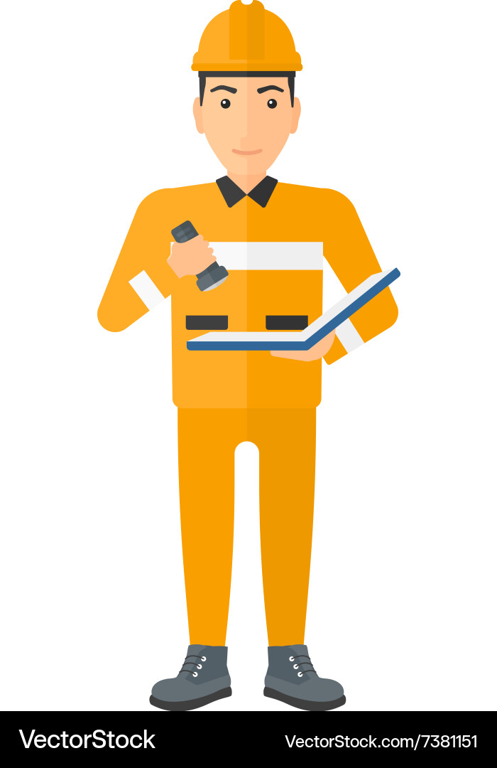 Miner checking documents vector image