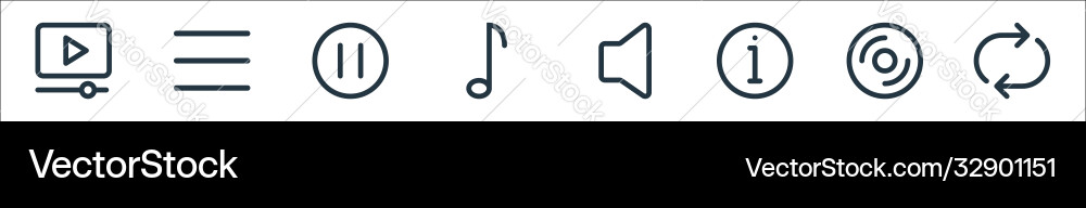 Multimedia line icons linear set quality vector image