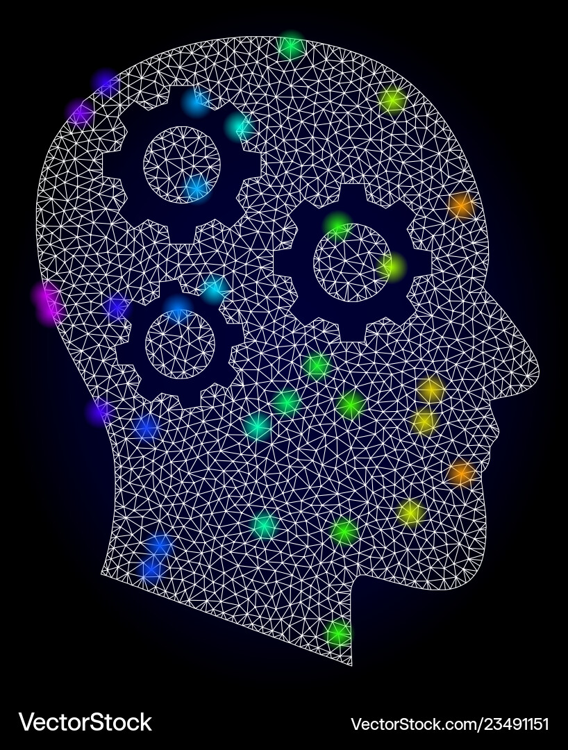Network mesh brain gears with spectrum Network mesh brain gears with spectrum vector image