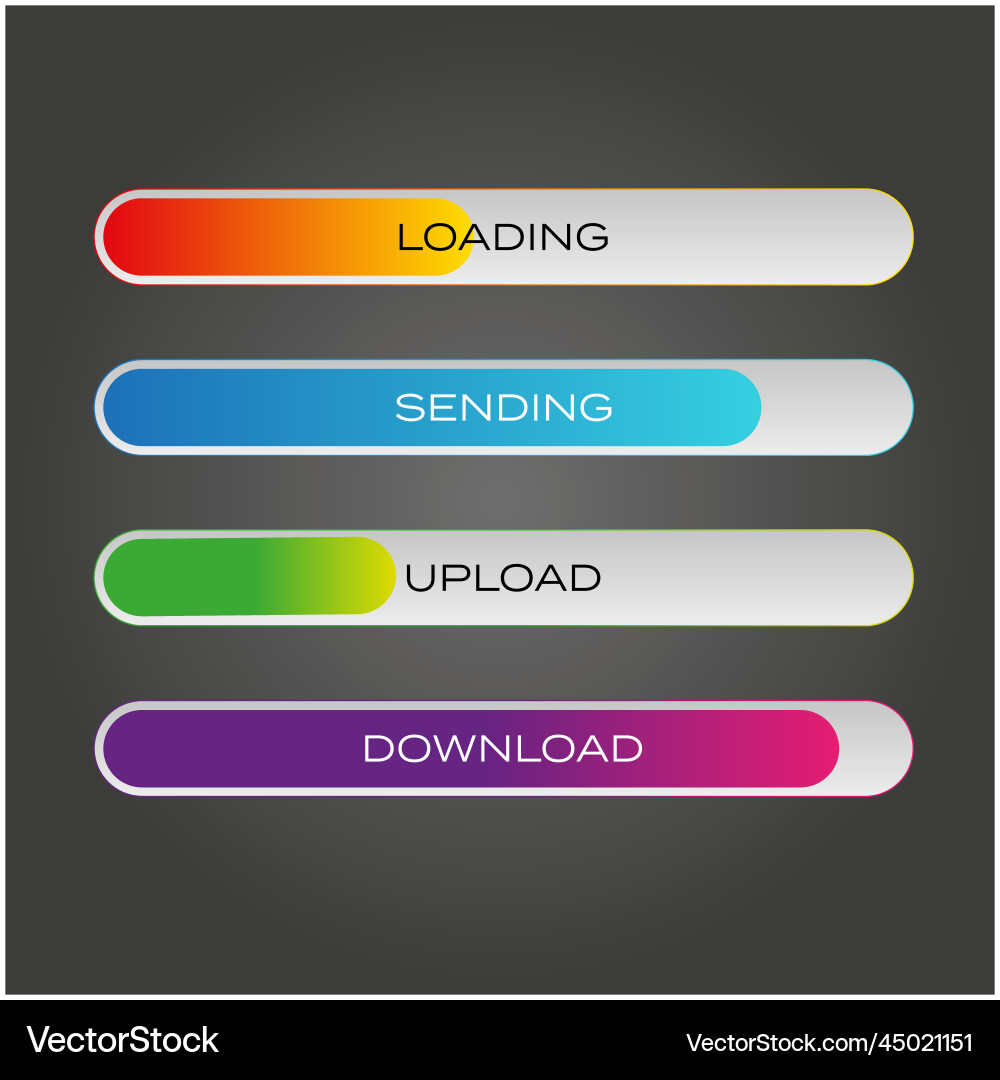 Progress bar upload download web button Vector Image