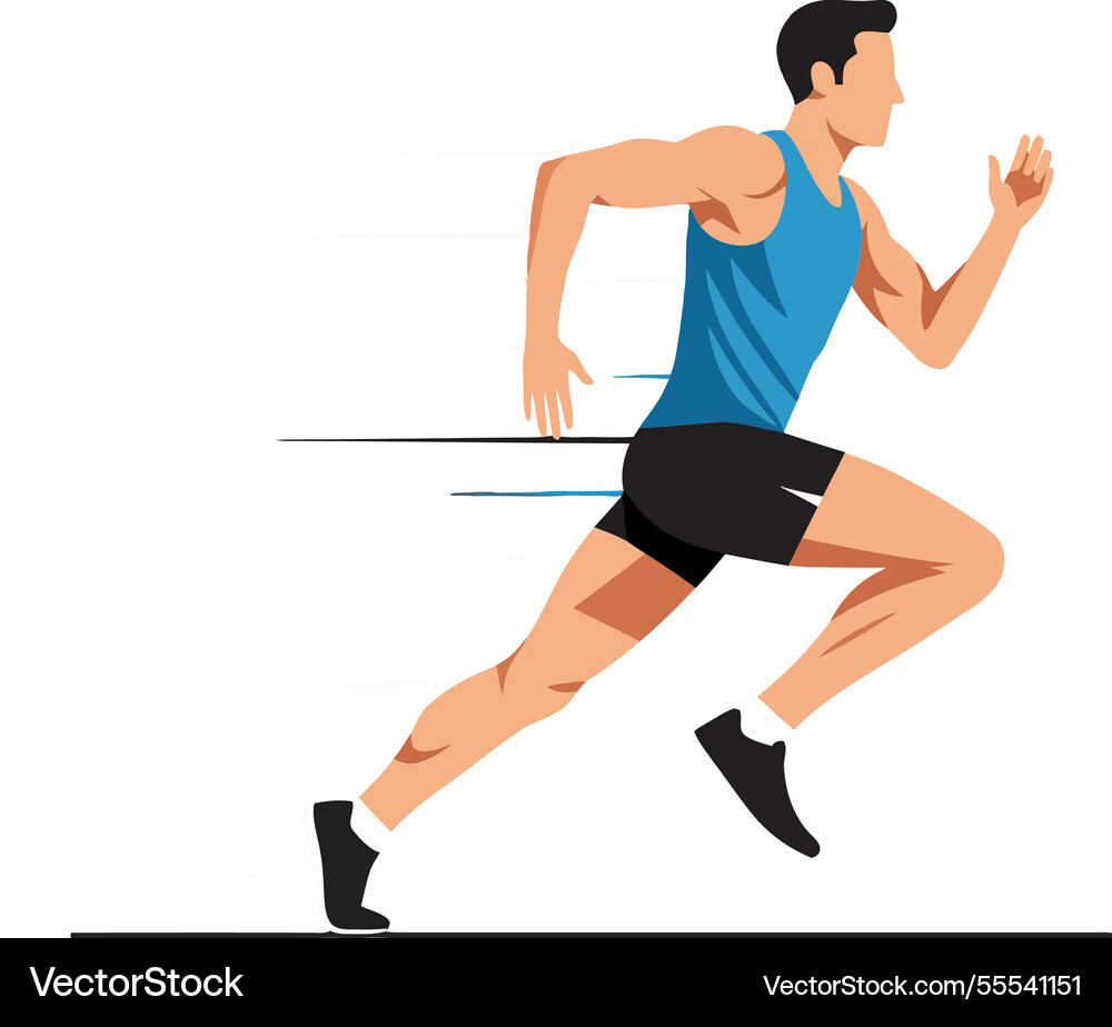 Runner in motion with dynamic lines flat art vector image