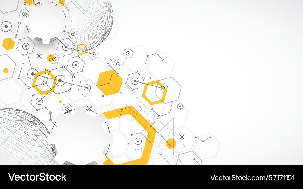 Science and technology background using hexagon vector image