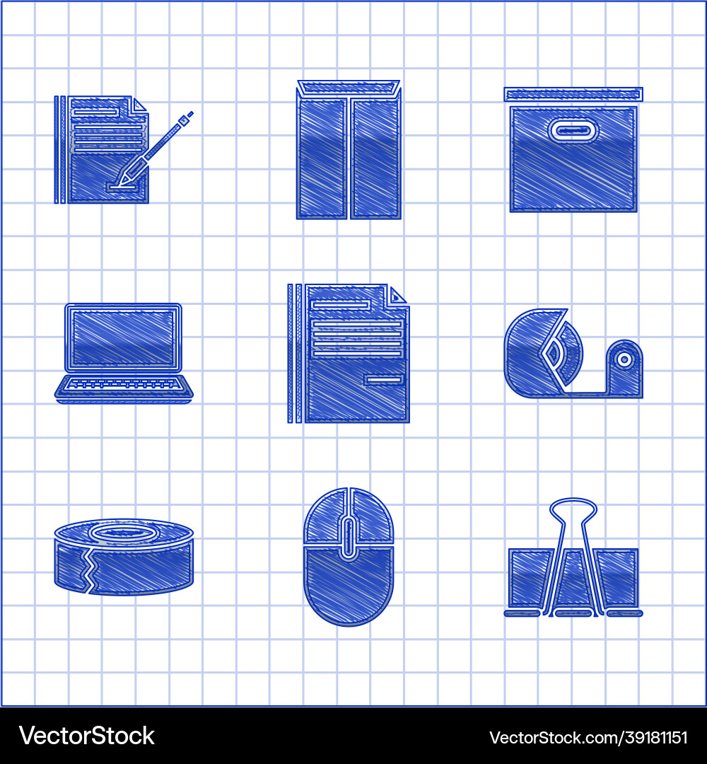Set file document computer mouse binder clip Set file document computer mouse binder clip vector image
