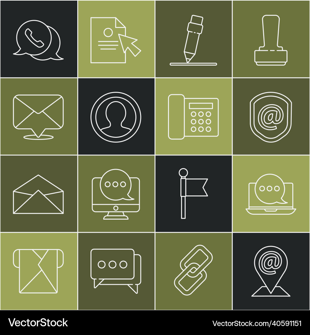 Set line location and mail e-mail chat Set line location and mail e-mail chat vector image