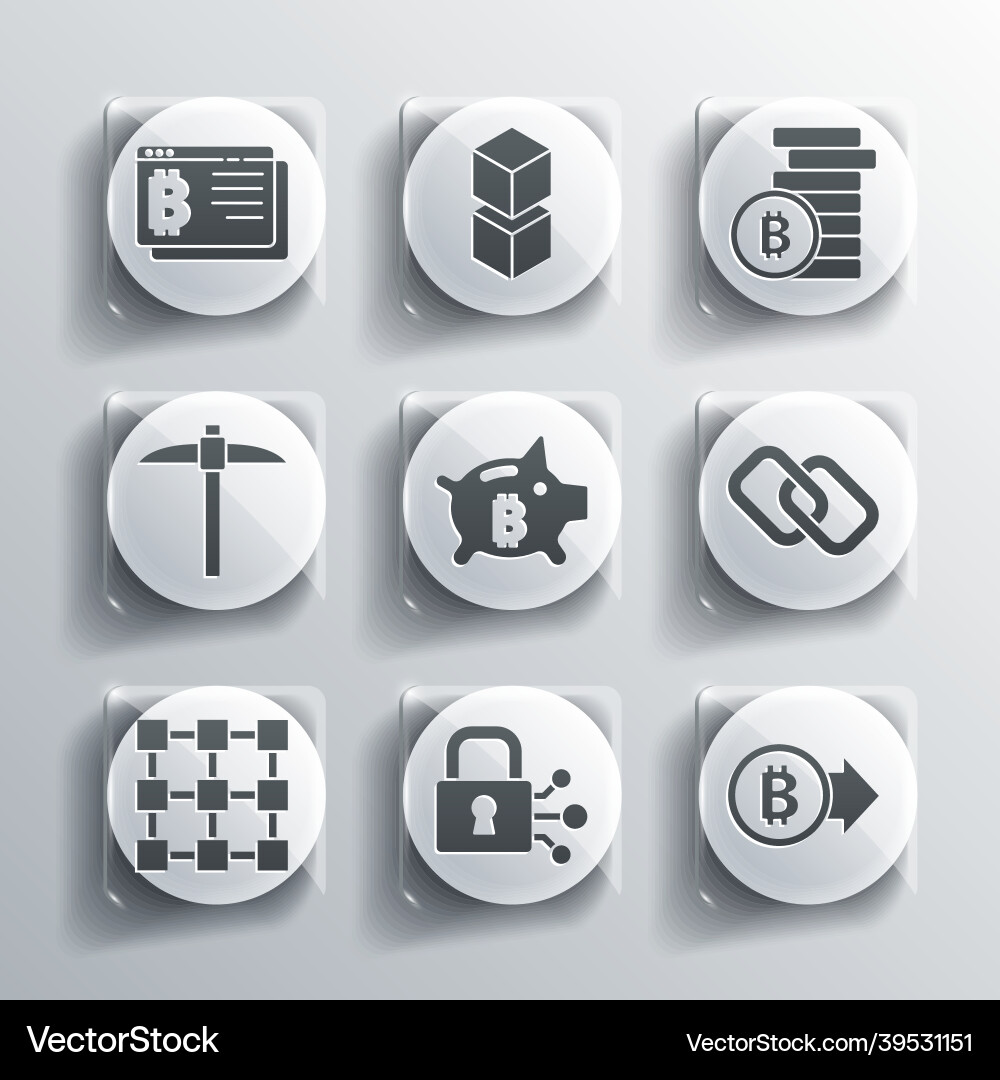 Set lock with bitcoin chain link piggy Set lock with bitcoin chain link piggy Vector Image