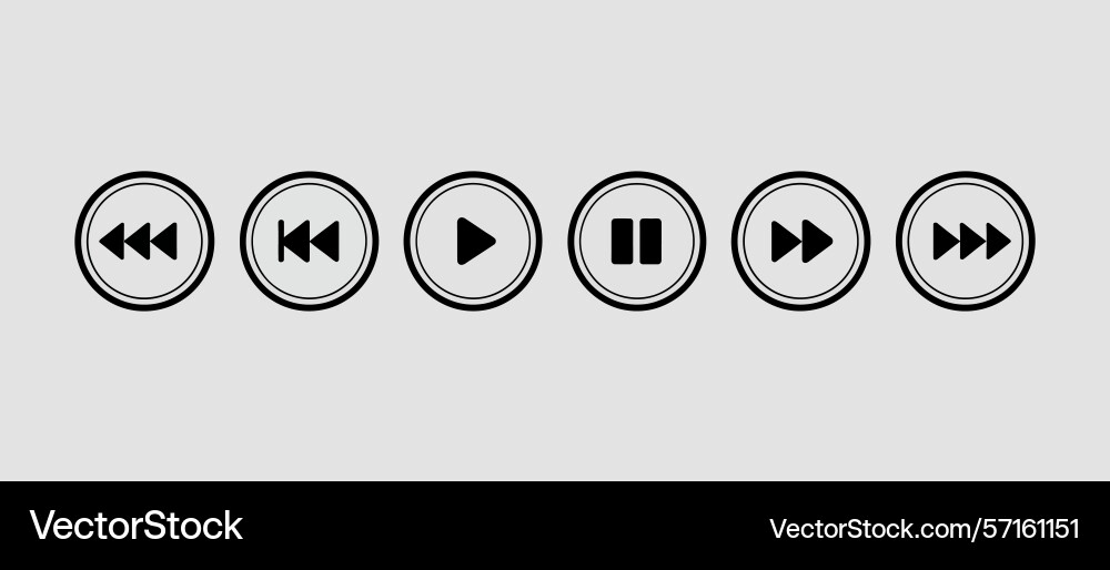 Set of circular media player control buttons Vector Image