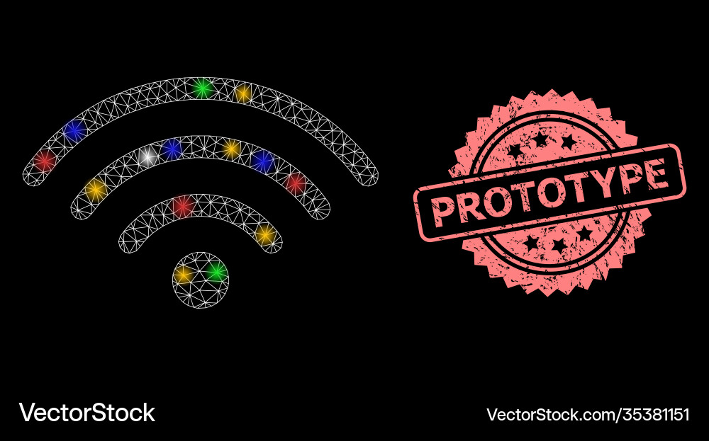 Textured prototype seal and mesh wi-fi source Textured prototype seal and mesh wi-fi source Vector Image