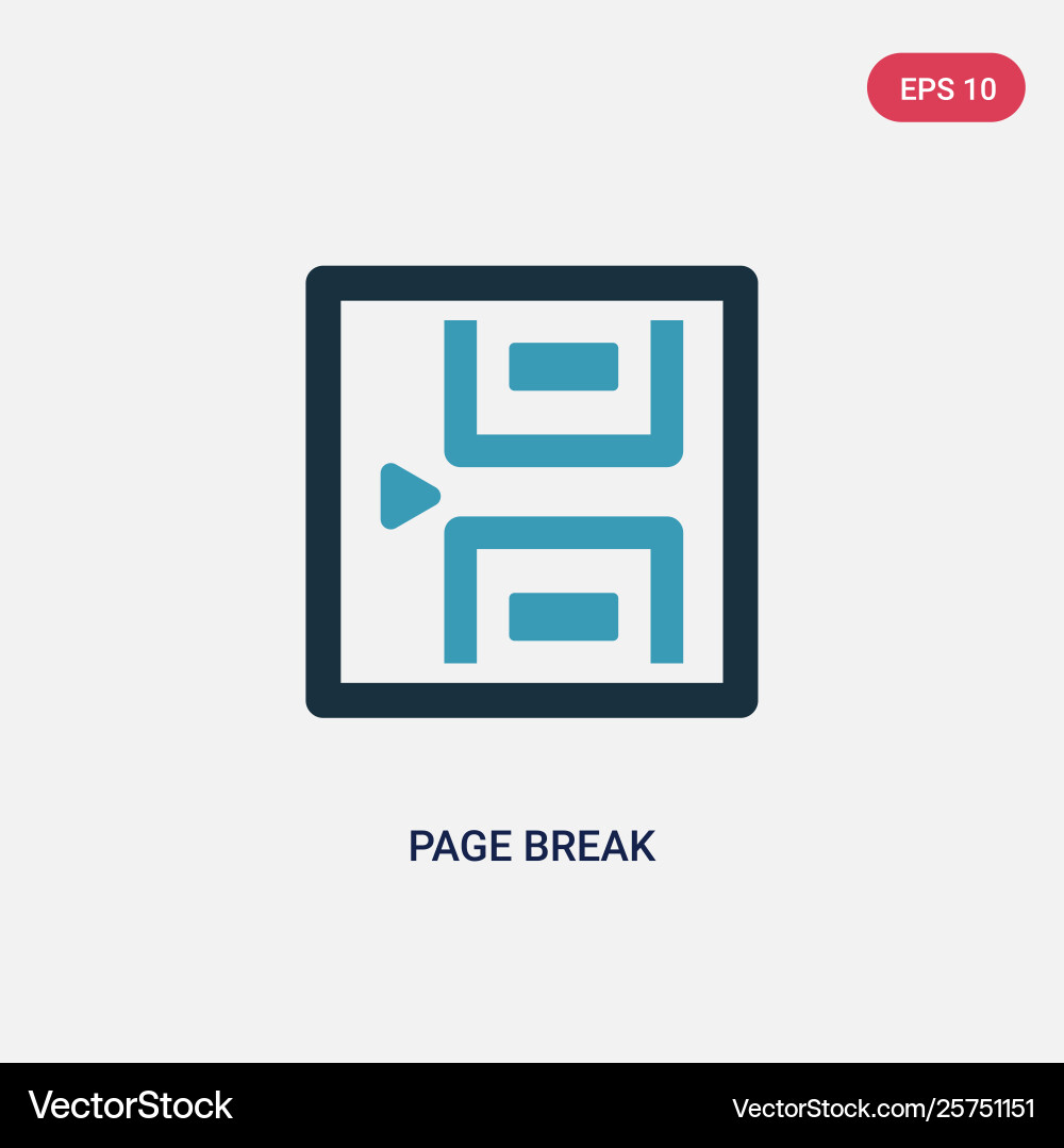 Two color page break icon from user interface vector image