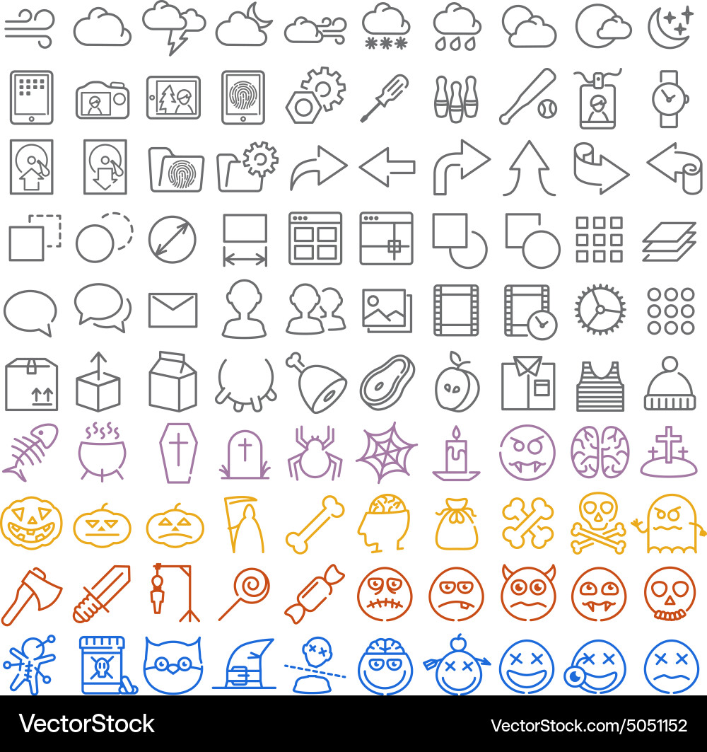 100 icons set for web and user interface also Vector Image