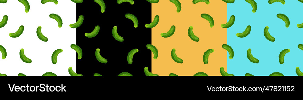 A set of seamless patterns with green cucumber Vector Image