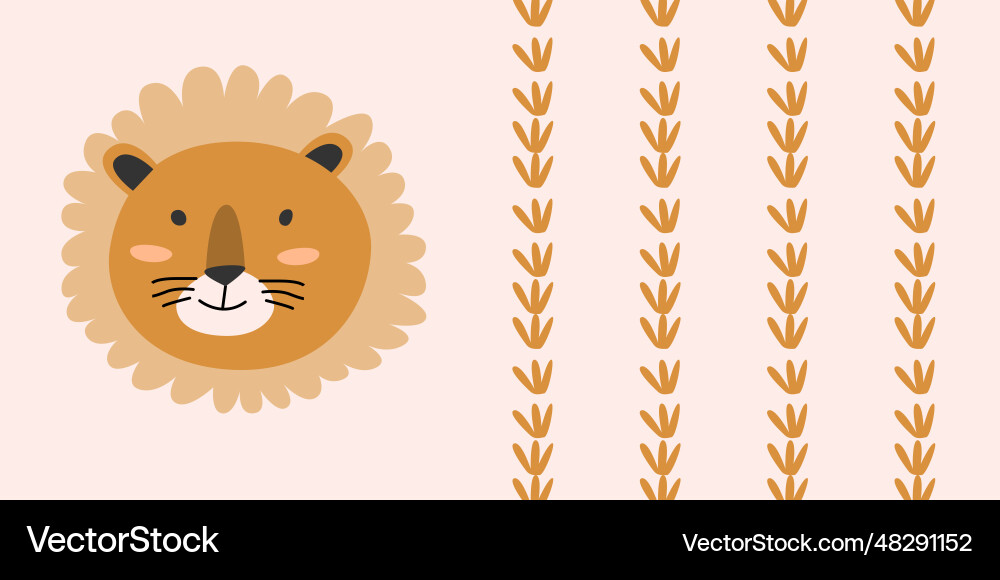 A simple portrait of lion with pattern Vector Image