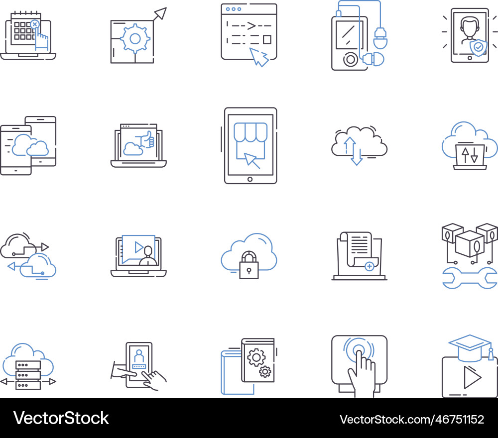 Computer and devices outline icons collection Computer and devices outline icons collection vector image