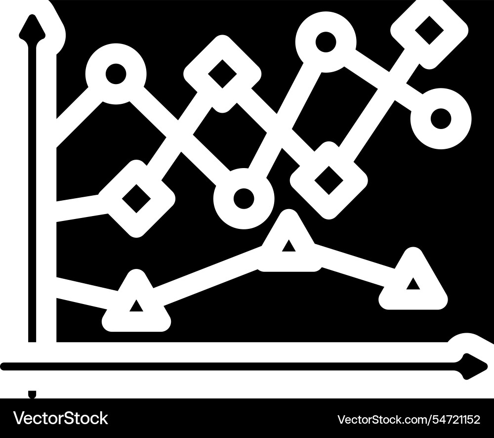 Data points plot machine learning glyph icon Data points plot machine learning glyph icon Vector Image