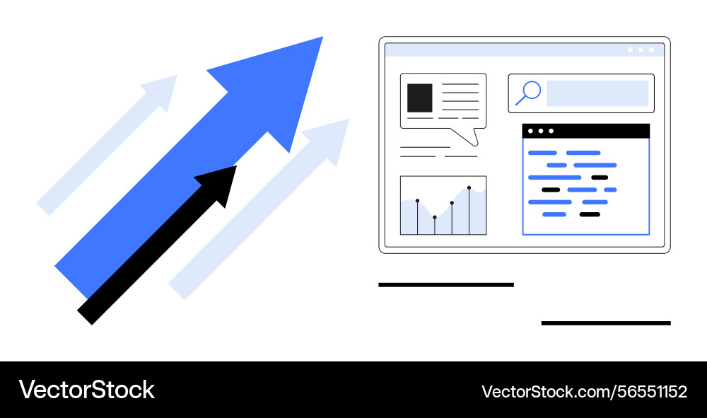 Digital growth display with arrows and analytic Vector Image