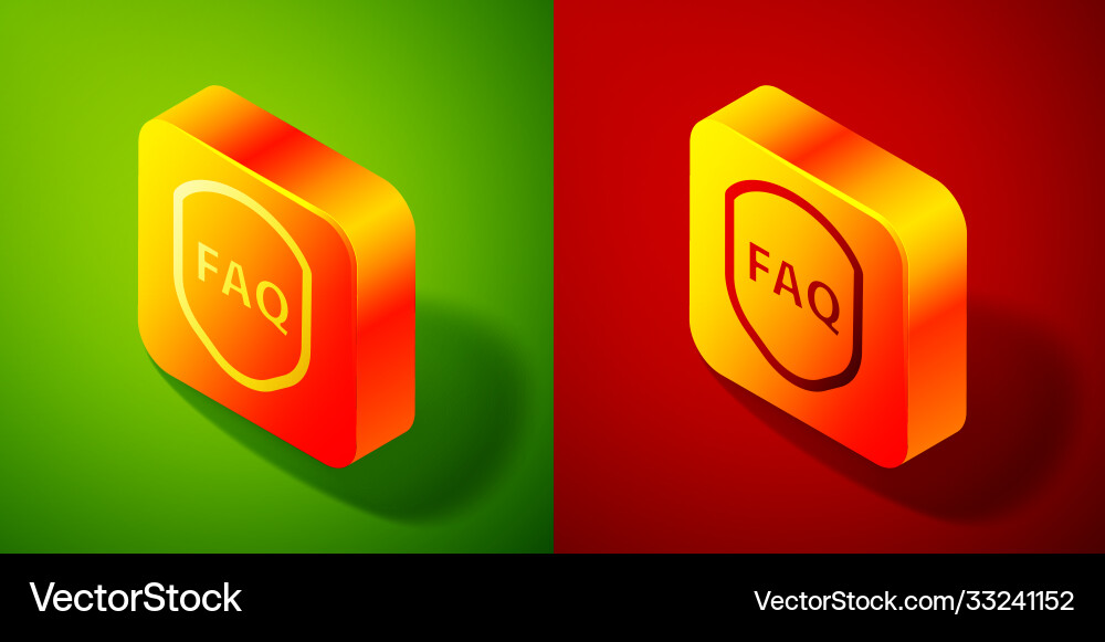 Isometric shield with text faq information icon Vector Image