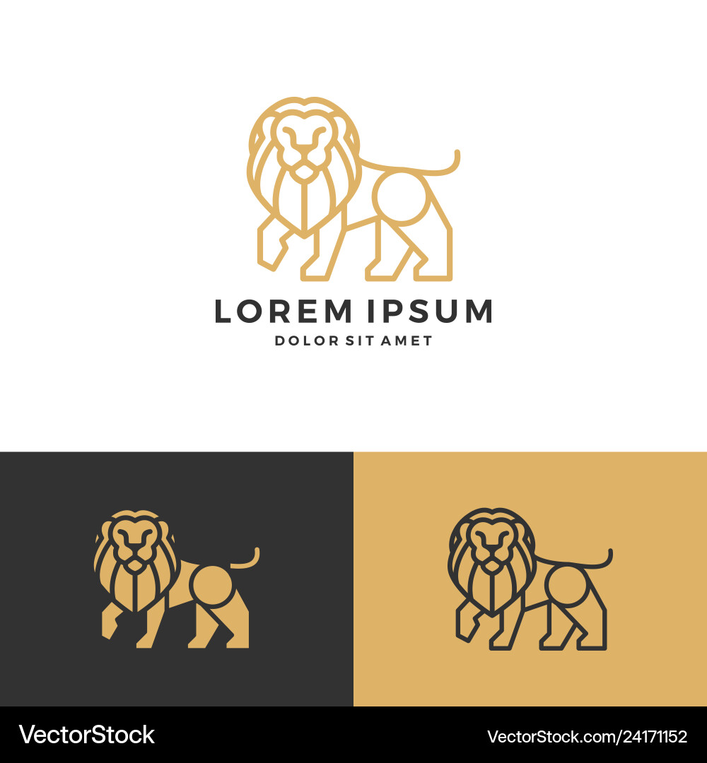 Lion Line Art Logo Icon Vector Image