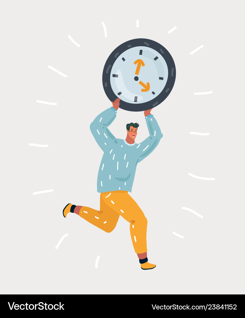 Man Running with Clock - Deadline vector image