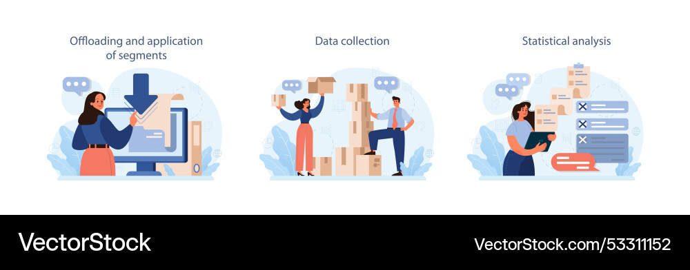 Predictive analytics set process of using data Predictive analytics set process of using data vector image