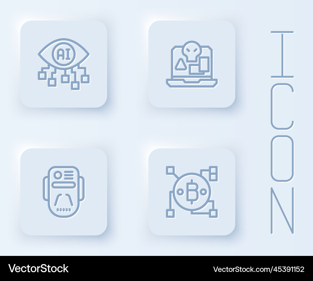 Set line computer vision internet piracy Set line computer vision internet piracy vector image
