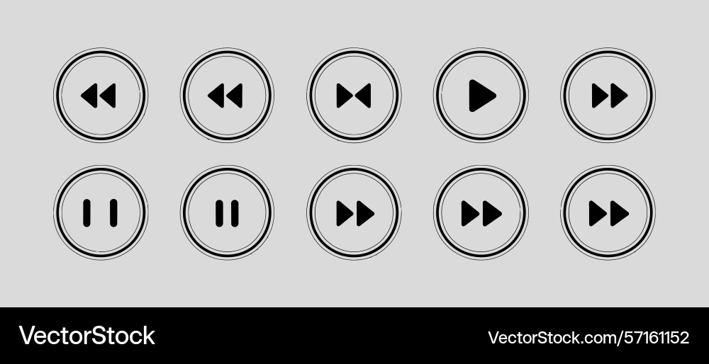Set of circular media player control buttons Vector Image