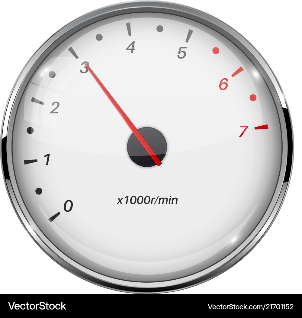 Tachometer white device with chrome frame Vector Image