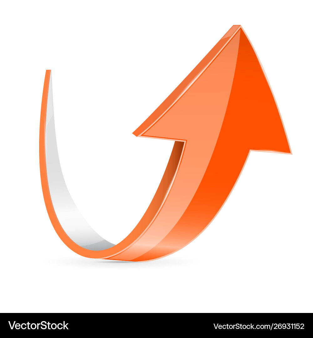Up 3d arrow orange sign with reflection – Royalty-Free Vector | VectorStock, image size:1000x1080