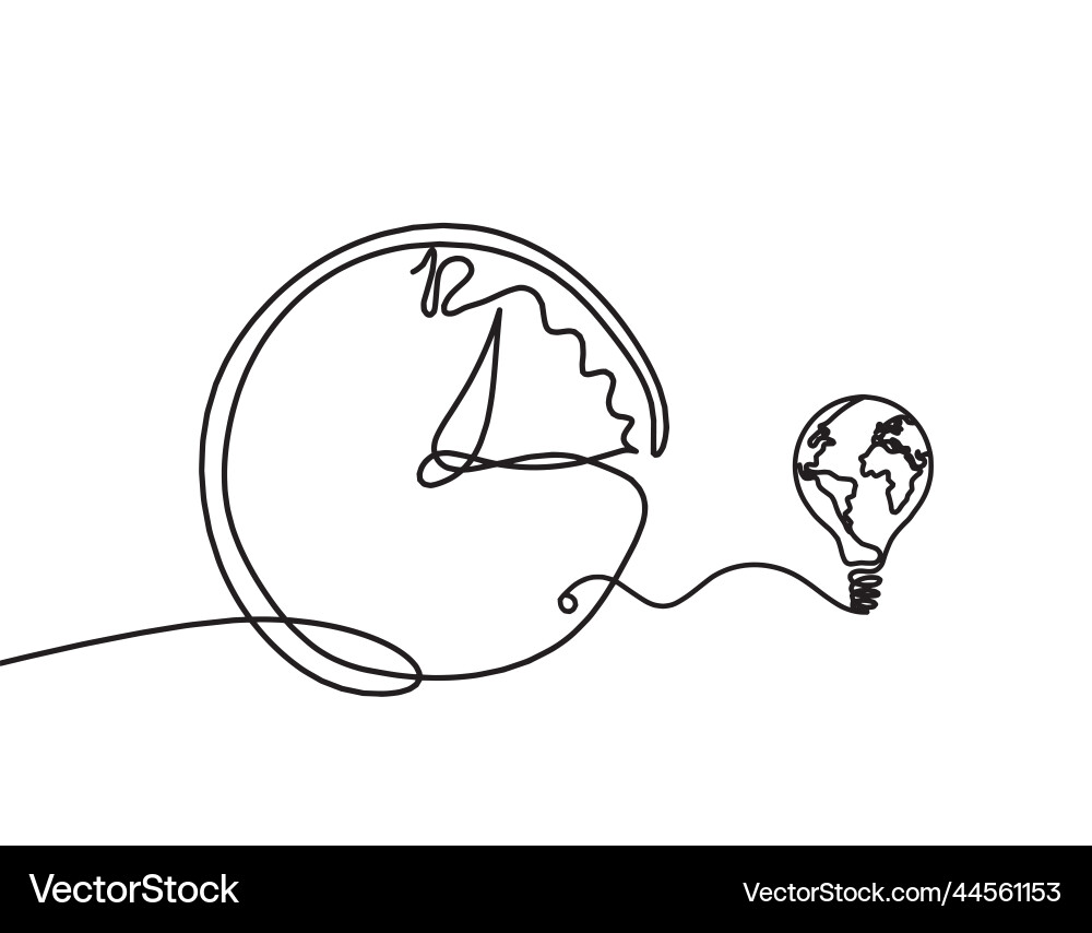 Abstract clock with globe light bulb as line Abstract clock with globe light bulb as line vector image