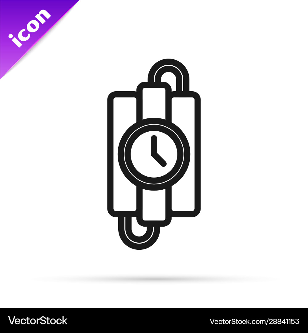 Black line detonate dynamite bomb stick and timer Black line detonate dynamite bomb stick and timer vector image