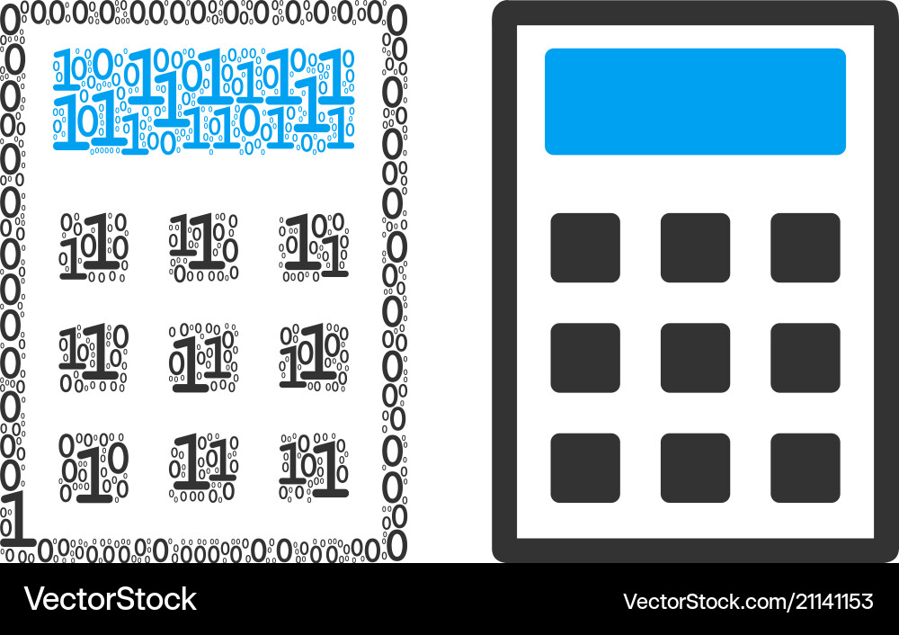 Calculator mosaic of binary digits Calculator mosaic of binary digits vector image