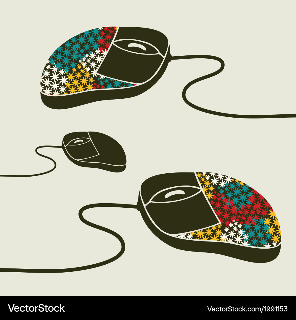 Computer mouse decorated with design print Vector Image