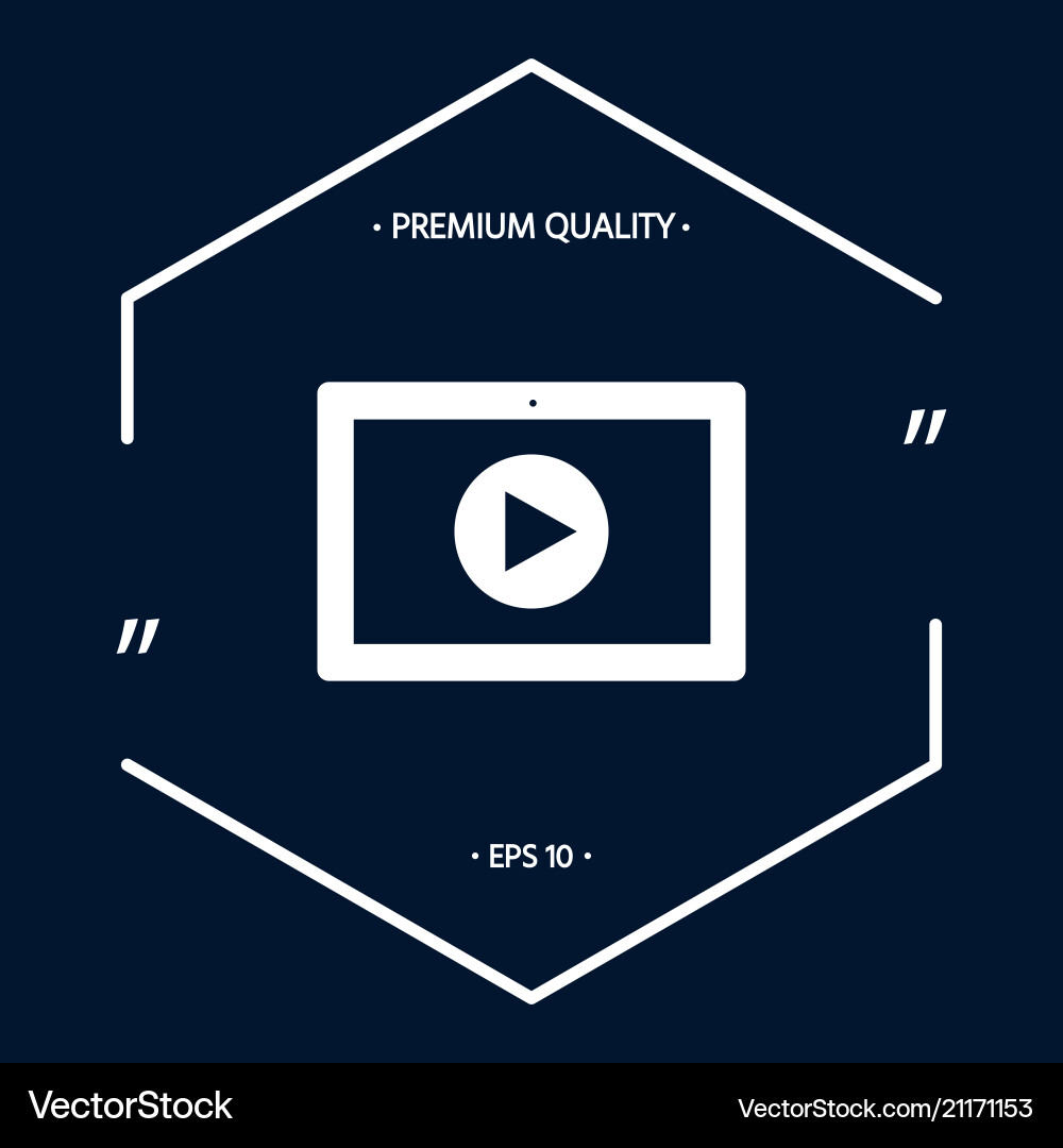 Computer tablet with play button icon Computer tablet with play button icon vector image