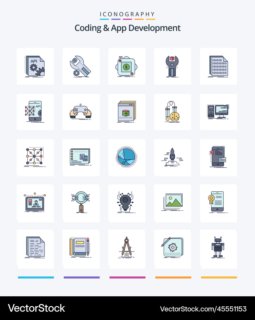 Creative coding and app development 25 line Vector Image