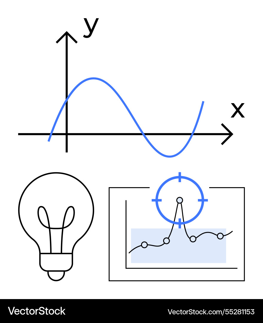 Data analysis with graph lightbulb for ideas Data analysis with graph lightbulb for ideas vector image