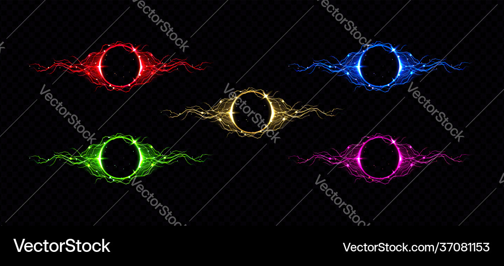 Electric lightning circle with color glow effect Electric lightning circle with color glow effect vector image