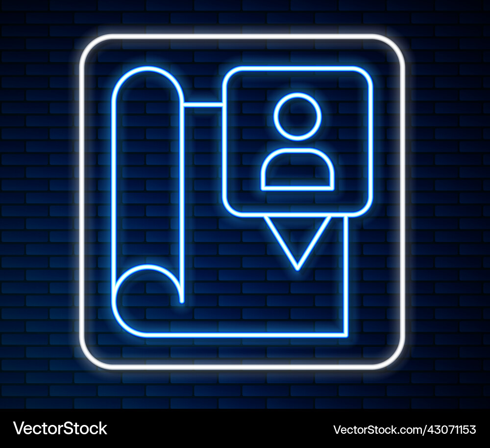Glowing neon line folded map with location marker Vector Image