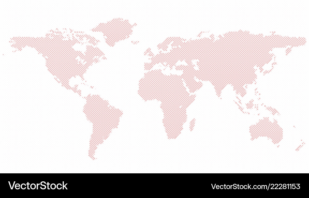 Halftone circle pattern world map background Halftone circle pattern world map background vector image