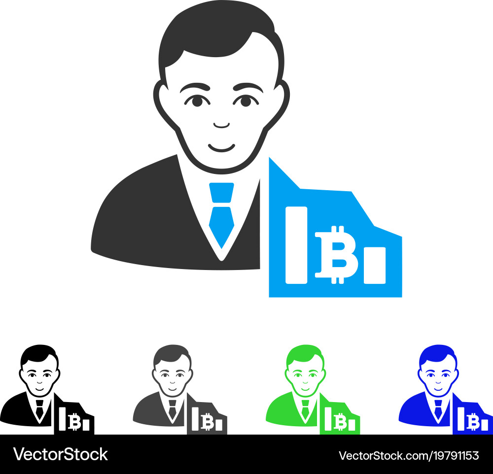 Happiness bitcoin trader icon vector image