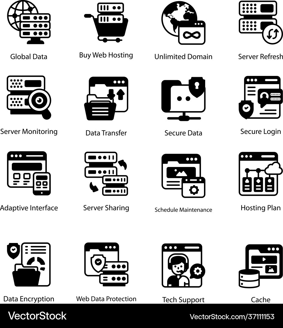 Hosting services global dataserver mobile databa Vector Image