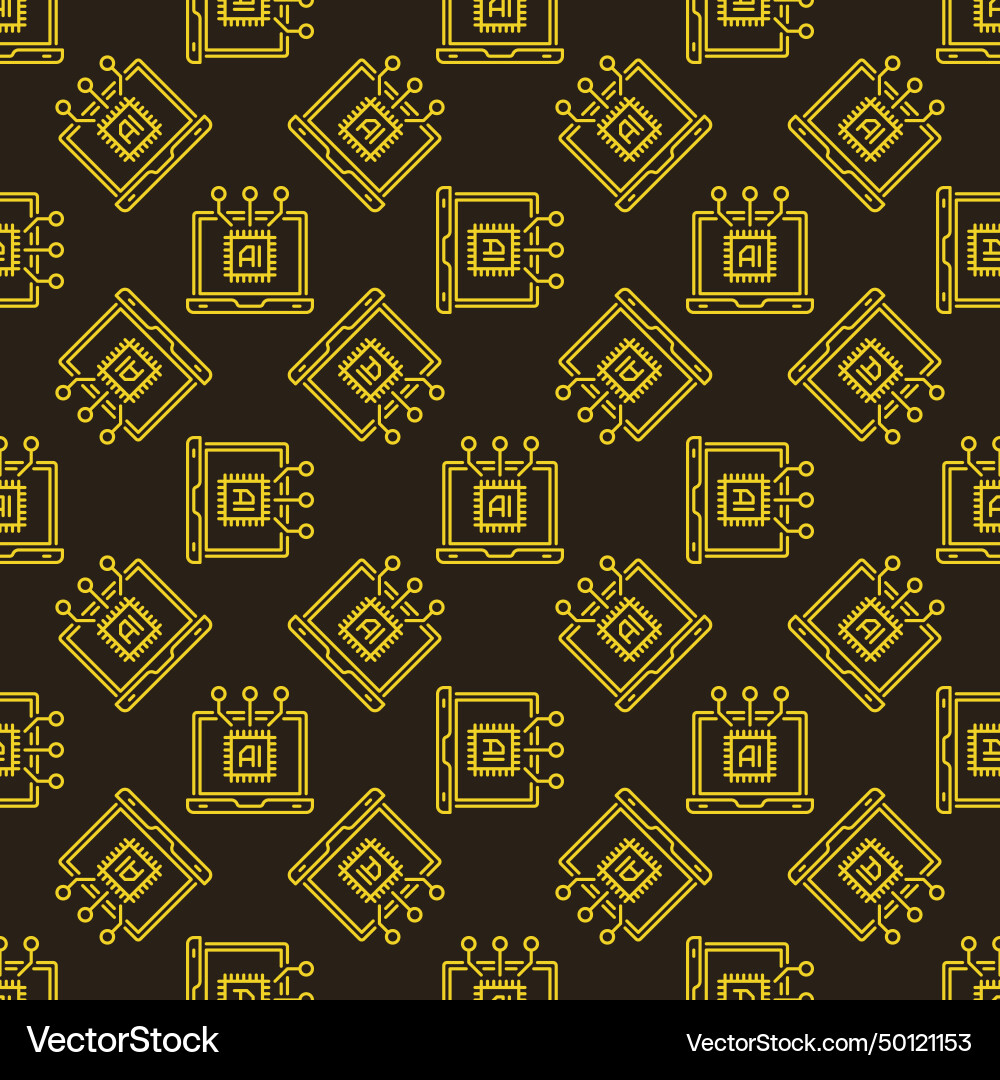 Laptop with ai artificial intelligence linear Vector Image