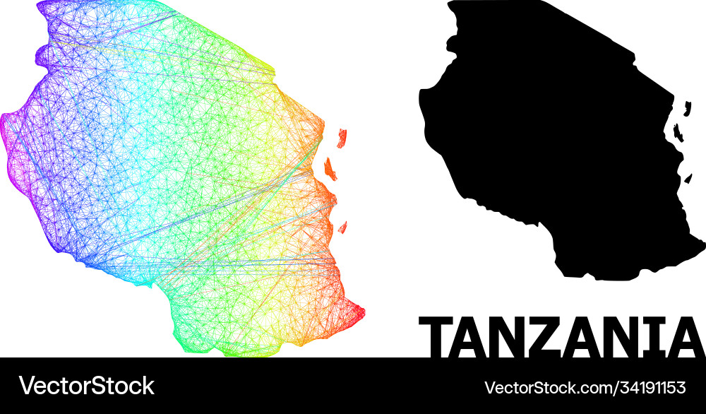 Linear map tanzania with spectrum gradient Linear map tanzania with spectrum gradient Vector Image