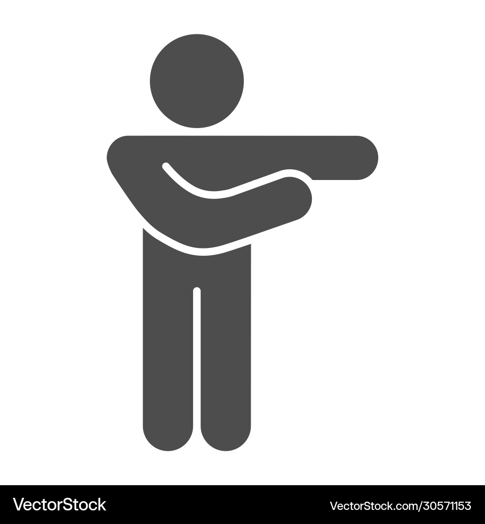 Man pointing with arms to right solid icon Man pointing with arms to right solid icon vector image
