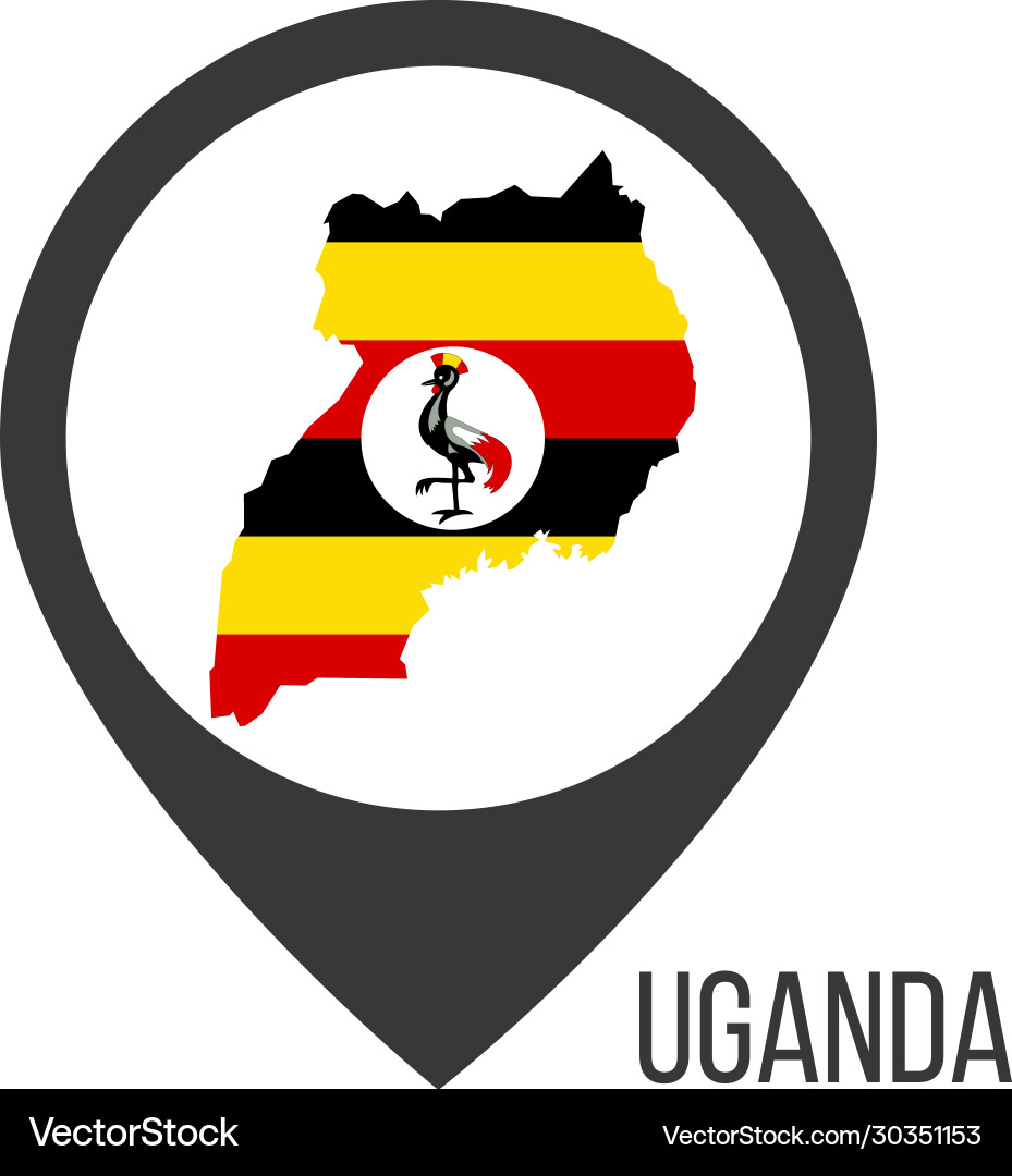 Map pointers with contry uganda flag stock Map pointers with contry uganda flag stock vector image