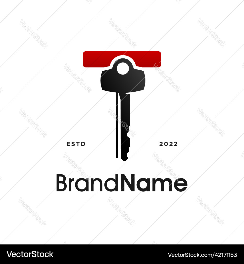 Modern initial t key Vector Image