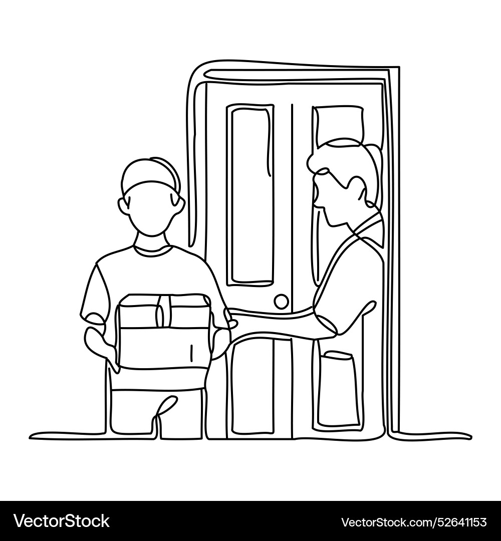 One line minimum continuous art of a boy Vector Image