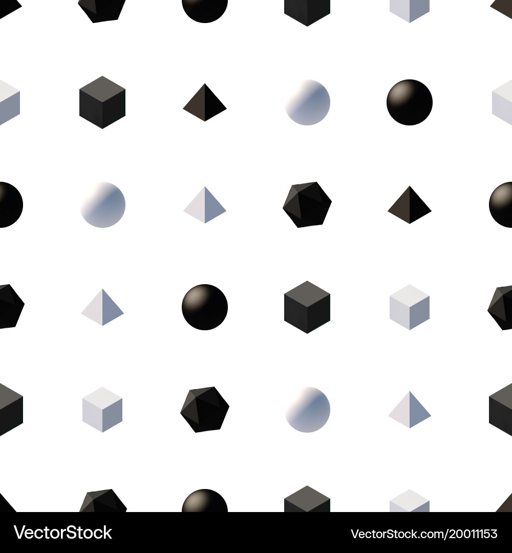 Pattern with 3d shapes vector image
