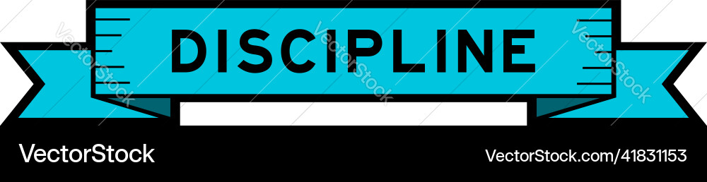 Ribbon label banner with word discipline in blue Ribbon label banner with word discipline in blue vector image