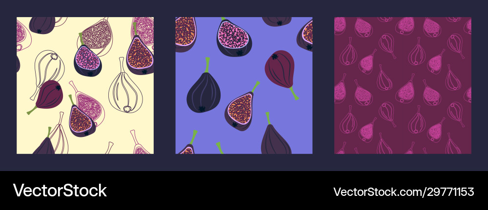 Three linear patterns with figs Three linear patterns with figs vector image