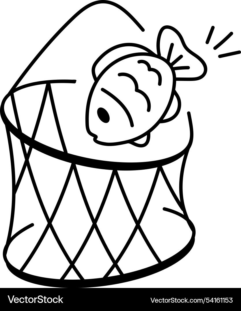 Trawl net icon in doodle style Vector Image